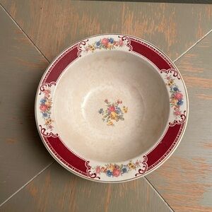 Vintage Homer Laughlin Floral Red and Cream Decorative Bowl